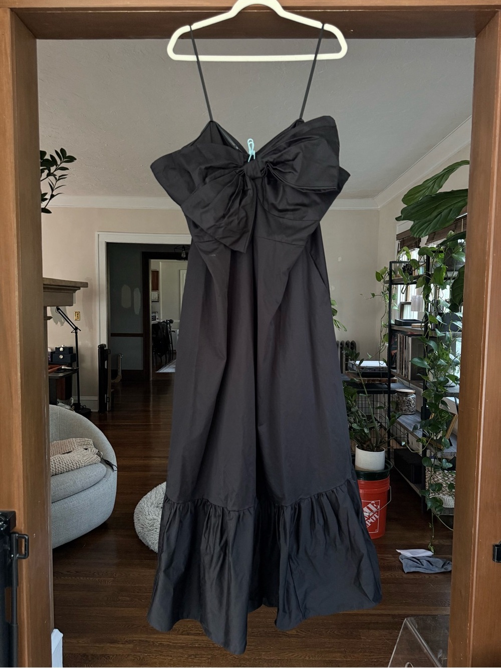 Anthropologie Hutch Dress Midi Black Bow Tie